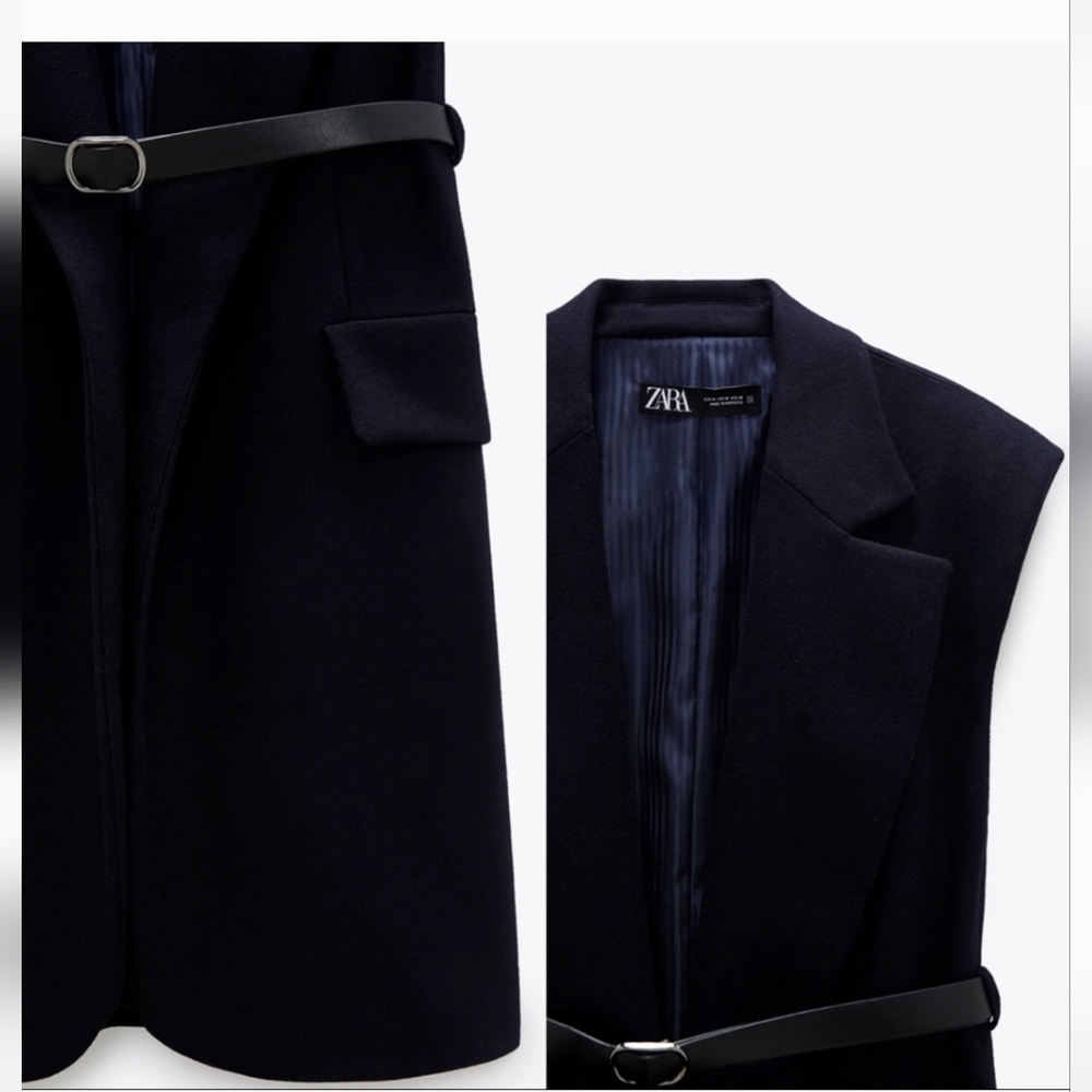 Zara Women's Navy Blue Sleeveless Vest - Picture 4 of 16
